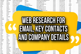 do web research for email, key contacts and company details