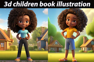 do children story book illustration and children story book cover