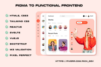 convert your UI design from figma to html, css , react, svelte