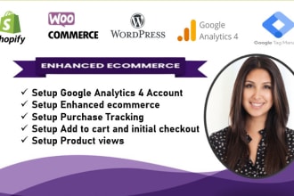 set up google analytics ga4,shopify and woocommerce enhanced ecommerce tracking