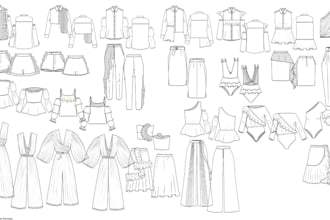 design fashion flat sketches for women, men, kidswer