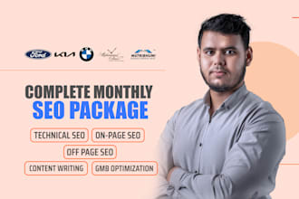 provide complete monthly SEO package for  google top ranking