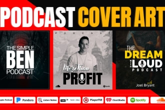 do professional podcast cover art design podcast logo or artwork