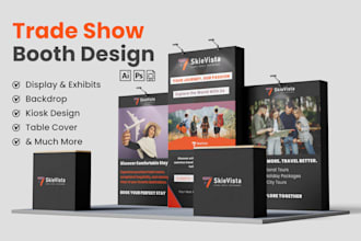 design trade show booth, exhibition stand banners, backdrop, booth graphics