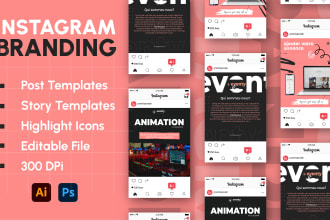 create instagram branding, instagram template in adobe illustrator, photoshop