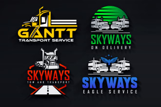 design professional trucking transport logistic and towing trucking logo