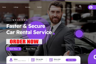 design classy automotive car dealership, car booking or car rental website