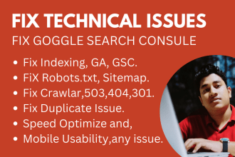 fix technical SEO, indexing issues google search console issues