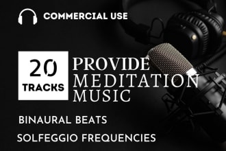 provide 20 meditation music tracks with binaural beats and solfeggio frequencies