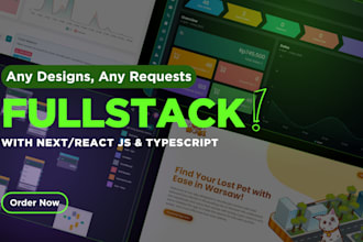 create fully functional react or next js website using typescript