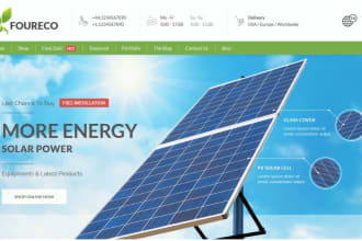 design a 7 figure solar panel, solar energy,solar battery products shopify store