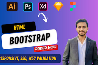 transform figma to html, xd to html, psd to html responsive bootstrap