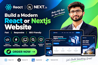 develop a responsive react or nextjs frontend website