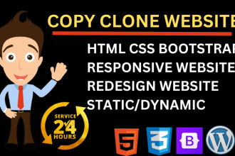 design, copy clone website using HTML CSS bootstrap