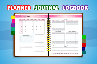 design custom planner, journal, calender, tracker, and logbook