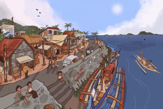 create background illustration in colorful and cartoon style
