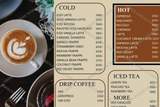 design menu board, ice cream menu and digital menu
