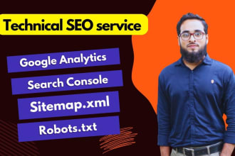 fix or setup sitemap XML, robots txt, google analytics, and search console