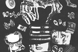 monochrome digital vintage collage art xerox style