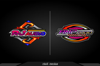 create a awesome audio system and car wash logo design