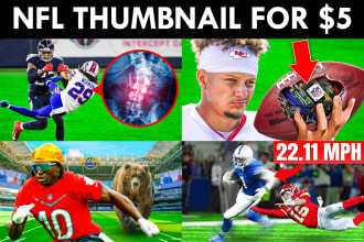 design youtube thumbnail for nfl or rugby channel