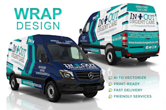 do van wrap design, car wrap design, truck wrap design with print ready files