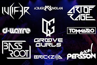 design custom music, band, edm, producer, dj logo