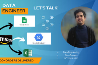 setup amazon sp api or any api with google sheet, data warehouse