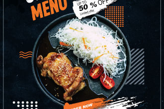 create a unique restaurant trifold brochure fast food menu