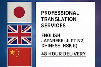 provide translations in english, japanese and chinese mandarin