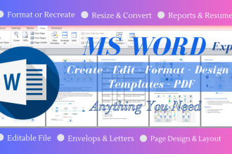 create editable ms word template, redesign microsoft word document, ppt