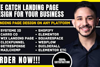 Best Deals!  do shopify, carrd co, systemio, wix, clickfunnel getresponse landing page design