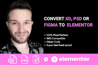 convert xd, psd or figma to elementor