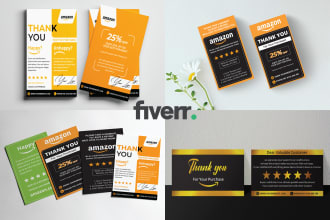 design amazon product insert card, thank you card , product feedback card in 4hr