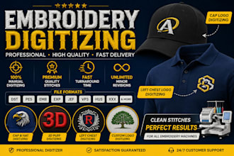 convert logo to embroidery file for caps, hats and polos