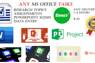 do urgently  ms office ms excel ms word related project and assignments