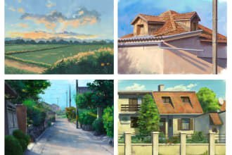 paint anime background, landscape illustration, lofi