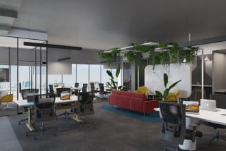 create interior 3d renderings of offices