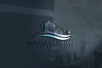 design clean house, janitorial or commercial cleaning logo