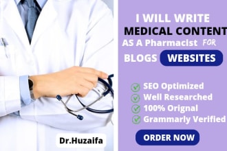 write medical pharmaceutical and other health related blog posts and articles