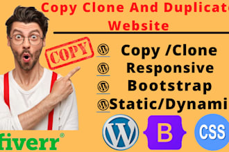copy clone website and develop all types of websites