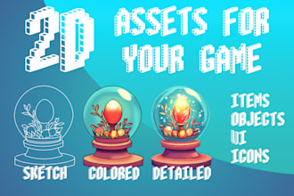 draw 2d game assets, decorations, platforms, UI elements