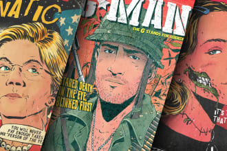 draw a vintage cartoon comic book poster portrait style