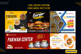 design custom food menu and food flyer