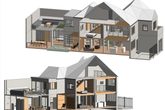 create a 3d revit bim model with architectural plans