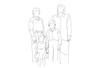 draw personalized line art portrait, faceless line art