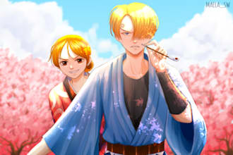 draw anime couple for you