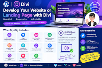 develop website or landing page with divi wordpress builder