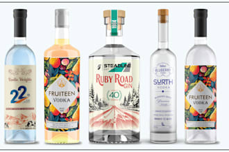 design label for wine, beer, whiskey, gin, vodka, tequila, bottle label