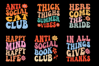 do retro wavy typography svg t shirt design within 4 hours